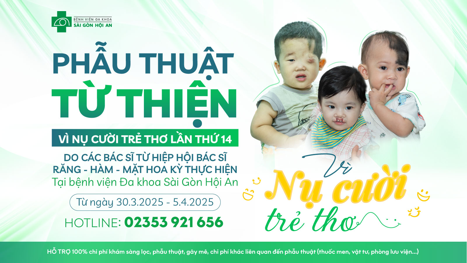 PHẪU THUẬT TỪ THIỆN "VÌ NỤ CƯỜI TRẺ THƠ" LẦN THỨ 14